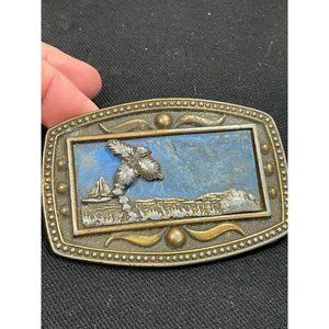 Vintage CII New York Ocean /Boat Scene Belt Buckle  Brass